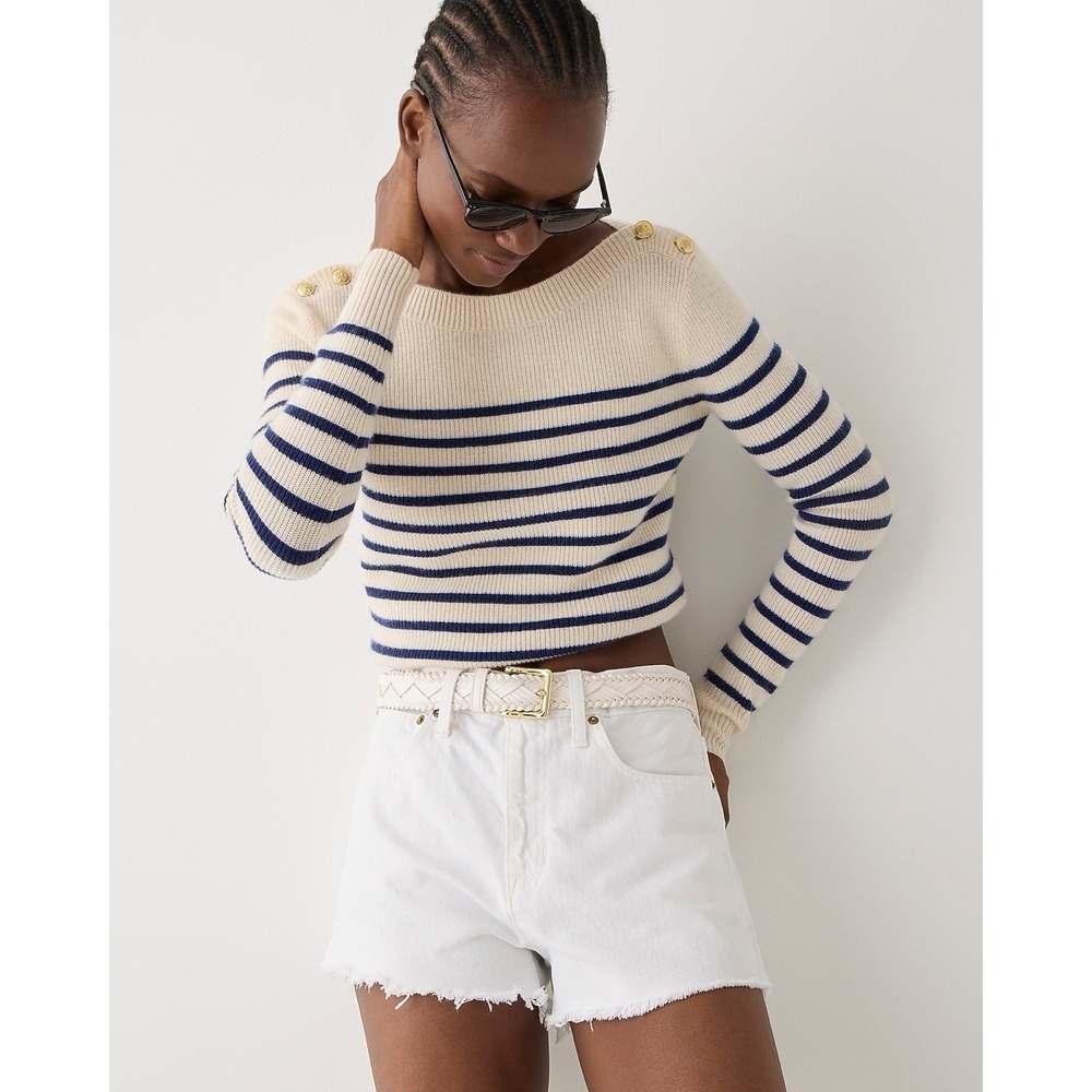 J.Crew Denim White Relaxed Jean Shorts Size 27 Frayed Hem Mid Rise Cotton $89